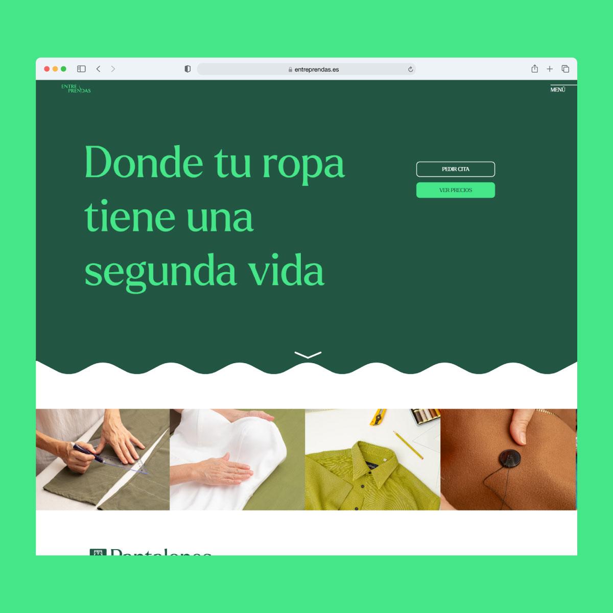 Web de Entre Prendas. Empresa de arreglo de ropa y vestidos de novia