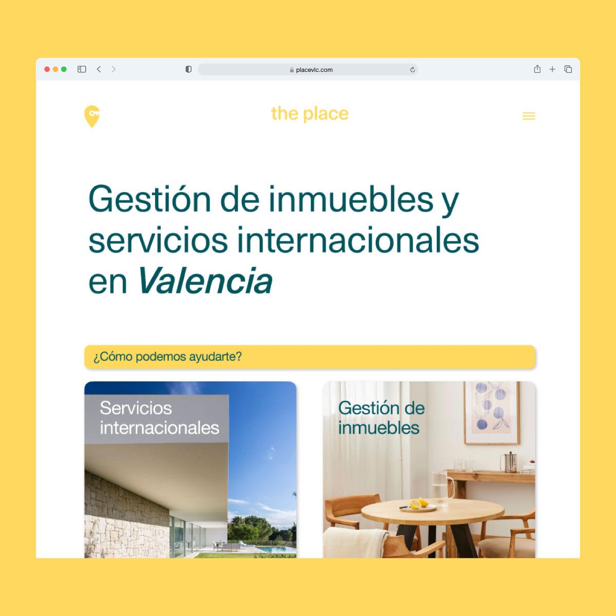 web de la empresa Place Valencia que se dedican a la gestión de inmuebles